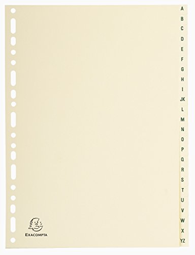 Exacompta 1124E Karton-Register A-Z für DIN A4 aus Karton 24-teilig volle Höhe 21 x 29,7 cm elfenbein mit bedruckten Taben Universallochung Trennblätter Trennstreifen Ordner-Register Exacompta 1124E Karton-Register A-Z für DIN A4 aus Karton 24-teilig volle Höhe 21 x 29,7 cm elfenbein mit bedruckten Taben Universallochung Trennblätter Trennstreifen Ordner-Register von Exacompta
