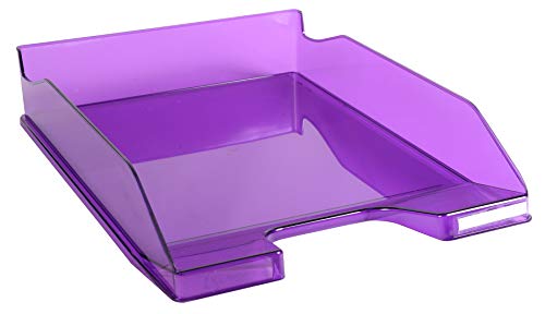 Exacompta 113219D Premium Briefablage Combo Midi DIN A4. Idealer Briefkorb für Ihre Organisation. Robuster und stapelbarer Ablagekorb Violett transluzent Glossy von Exacompta