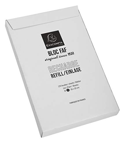 Exacompta 12512E Nachfülleinlagen für Schreibblock FAF blanko 170 Blatt , 16 x 10 cm, mikroperforiert, ideal für Ihre Notizen, Retro-Design mit zeitloser Eleganz von Exacompta