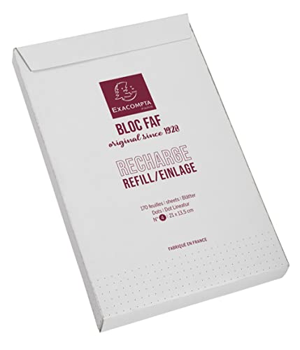 Exacompta 12524E Nachfülleinlagen für Schreibblock FAF gepunktet 170 Blatt , 21 x 13,5 cm, mikroperforiert, ideal für Ihre Notizen, Retro-Design mit zeitloser Eleganz Exacompta 12524E Nachfülleinlagen für Schreibblock FAF gepunktet 170 Blatt , 21 x 13,5 cm, mikroperforiert, ideal für Ihre Notizen, Retro-Design mit zeitloser Eleganz von Exacompta