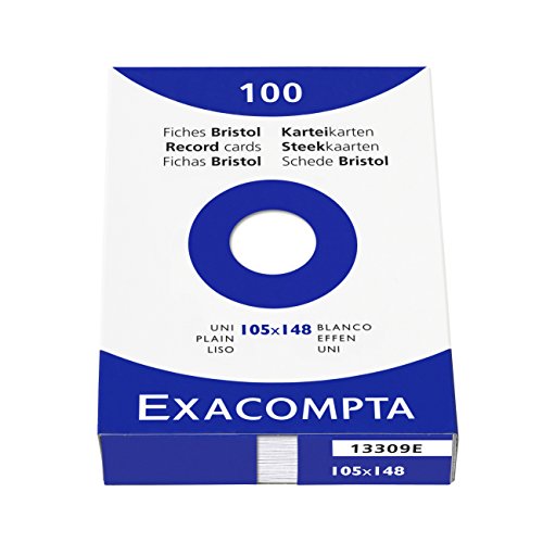 Exacompta 13309E 100er Pack Premium Karteikarten blanko DIN A6 ideal für die Schule, zum Lernen von Vokabeln 105 x 148 mm weiß von Exacompta