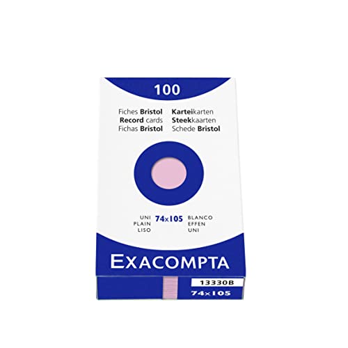 Exacompta 13330B Packung (mit 100 Karteikarten, DIN A7, 74 x 105 mm, blanko, ideal für die Schule) 1er Pack rosa von Exacompta