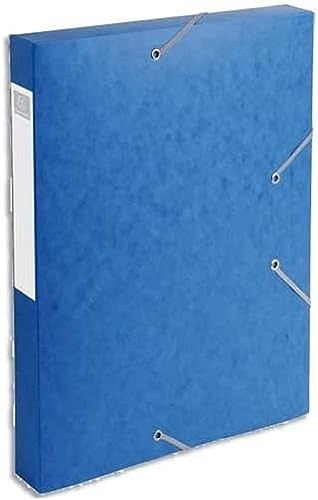 Exacompta 14005H Premium Sammelbox mit Gummizug 40 mm breit aus extra starkem Colorspan-Karton mit Rückenschild für DIN A4 Archivbox Heftbox Dokumentenbox Zeichenbox Sammelmappe blau von Exacompta