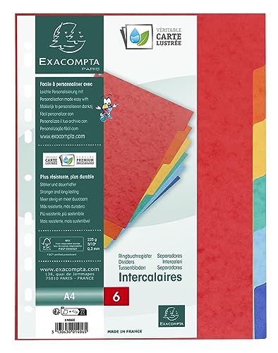 Exacompta 1406E Premium-Register für DIN A4 aus starkem Colorspankarton 6-teilig volle Höhe 22 x 29,7 cm vollfarbig 6 Farben mit Indexseite zum selbstgestalten Trennblätter Trennstreifen Exacompta 1406E Premium-Register für DIN A4 aus starkem Colorspankarton 6-teilig volle Höhe 22 x 29,7 cm vollfarbig 6 Farben mit Indexseite zum selbstgestalten Trennblätter Trennstreifen von Exacompta