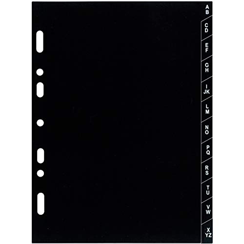 Exacompta 14223 Register-Trennseiten A–Z Kunststoff für Terminplaner Exatime 14, 7 Blatt, Schwarz von Exacompta