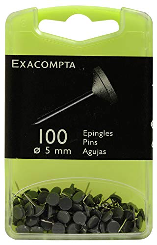 Exacompta 14511E Flachkopfnadeln (Kopfdurchmesser 5mm, Spitzenlänge 8mm) 100 Stück Farbe grau von Exacompta
