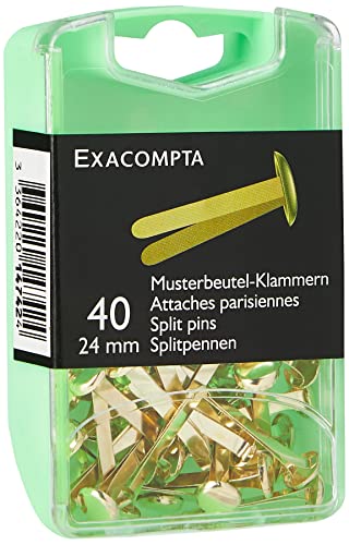 Exacompta 14742E 40er Pack Musterbeutel-Klammern 24mm gold aus Aluminium in praktischer Aufbewahrungsbox von Exacompta