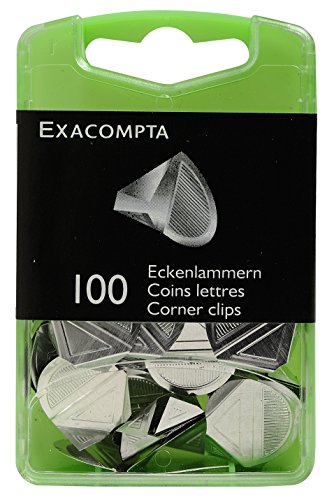 Exacompta 14763E 100er ZickZack Klammern 30x40mm Eckklammern aus Aluminium in praktischer Aufbewahrungsbox von Exacompta