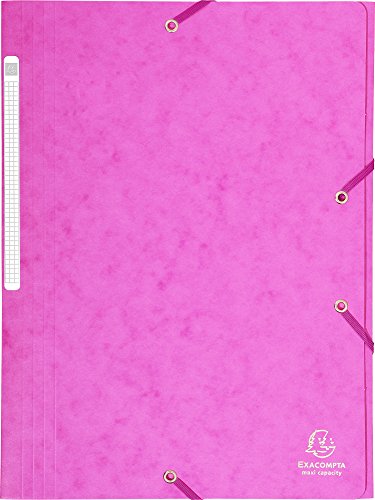 Exacompta 17108H 1 Mappe mit Gummizug Maxi capacity 3 Klappen aus Glanzkartei Maße 24 x 32 cm für Dokumente im Format A4 Farbe rosa von Exacompta