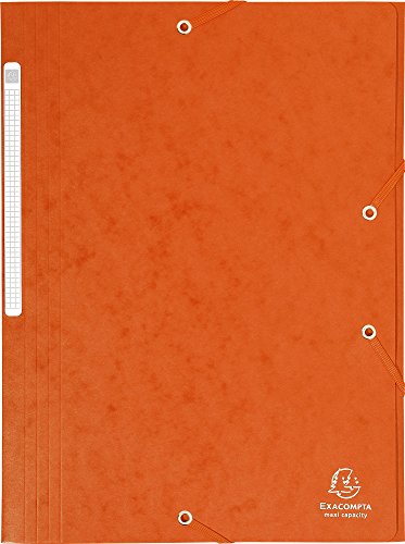 Exacompta 17117H 1 Mappe mit Gummizug Maxi capacity 3 Klappen aus Glanzkarton Maße 24 x 32 cm für Dokumente im Format A4 Farbe Orange von Exacompta