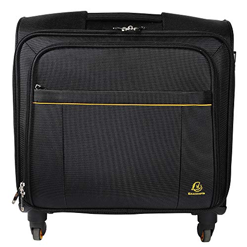 Exacompta 18834E Premium Notebook-Trolley Exactive mit 15,6’’ Laptopfach und ausziehbarem Trolleygriff, wasserabweisend 2 USB Anschlüsse Reisetasche ideal für Privat- und Geschäftsreisen, schwarz von Exacompta