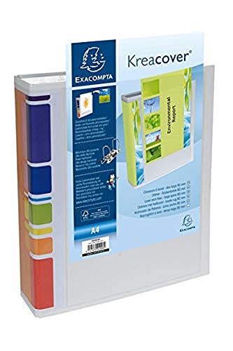 Exacompta 200802H 10er Pack Präsentationsordner KreaCover PVC. 8 cm breit DIN A4 mit zwei Taschen innen und außen ideal für Angebots- und Unternehmenspräsentationen weiß von Exacompta