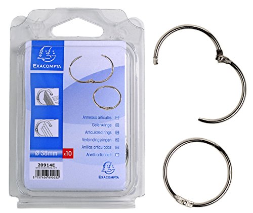 Exacompta 20914E 10er Pack Gelenkringe aus Stahl 38mm mit stabilem Verschluss in praktischer Aufbewahrungsbox zum Verbinden von Dokumenten von Exacompta