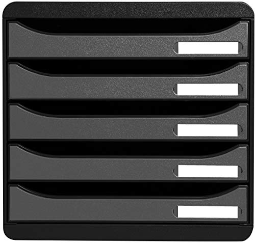 Exacompta 309738D Premium Ablagebox mit 5 Schubladen für DIN A4+ Dokumente. Stapelbare Schubladenbox mit hoher Kapazität für mehr Platz auf dem Schreibtisch Big Box Plus Metallic Schwarz|Silber Exacompta 309738D Premium Ablagebox mit 5 Schubladen für DIN A4+ Dokumente. Stapelbare Schubladenbox mit hoher Kapazität für mehr Platz auf dem Schreibtisch Big Box Plus Metallic Schwarz|Silber von Exacompta