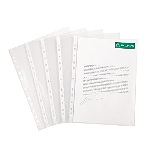 Exacompta 3194E 100er Pack Premium PVC-Kunststoff Prospekthüllen. Für DIN A4 transparent glasklar oben offen Klarsichtfolie Plastikhülle Klarsichthülle ideal für Ordner Ringbücher und Hefter von Exacompta