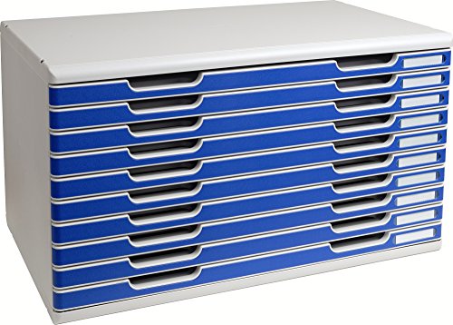 Exacompta 324003D Ablagesystem Modulo A3, 10 laden Classic, lichtgrau/blau, 350 x 576 x 320 mm von Exacompta