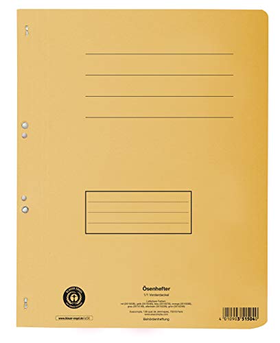 Exacompta 351504B Ösenhefter (Recycling-Karton, voller Vorderdeckel, Beschriftungsfeld, DIN A4) 1 Stück gelb von Exacompta