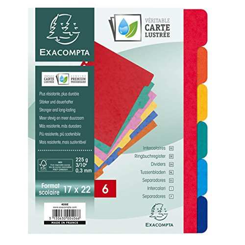 Exacompta 406E Premium-Register für DIN A5 aus starkem Colorspankarton 6-teilig volle Höhe 22 x 17 cm vollfarbig 6 Farben mit Indexseite zum selbstgestalten Trennblätter Trennstreifen Exacompta 406E Premium-Register für DIN A5 aus starkem Colorspankarton 6-teilig volle Höhe 22 x 17 cm vollfarbig 6 Farben mit Indexseite zum selbstgestalten Trennblätter Trennstreifen von Exacompta