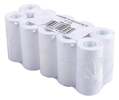 Exacompta 41806E 10er Pack Kassenrollen, 1-lagig Offset(holzfrei) standard, Breite: 57mm, Länge 6,5m, ideal für Tischrechner, 60g/m² extra-weiß für Tischrechner und Rechenmaschinen von Exacompta