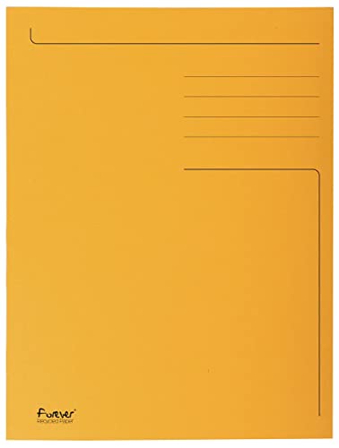 Exacompta 448009E Packung mit 50 Aktenmappen Forever, 3 Klappen, edler und ökologischer Karton 280g/qm, für DIN A4, praktisch und robust, 50er Pack, orange von Exacompta