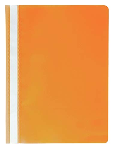 Exacompta 449209B 25er Pack Plastik-Schnellhefter. Aus PP-Folie für DIN A4 kaufmännische Heftung orange mit Beschriftungsstreifen Hefter Ideal für Büro und Schule von Exacompta