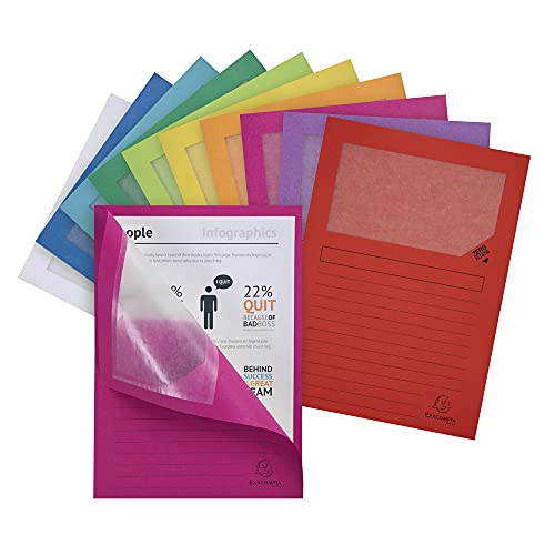 Exacompta 50200E 10er Pack Fenstermappen Super PEFC zertifiziert Karton 120g/m3 praktisch und robust für DIN A4 farbig sortiert von Exacompta