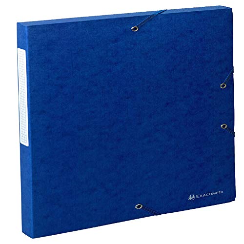 Exacompta 50702E 1 Abheftbox mit Scotten-Gummibändern aus geprägter Glanzkarte 600g/m2 Rücken 2,5 cm Maße 25 x 33 cm für A4-Dokumente Farbe blau wird montiert geliefert von Exacompta