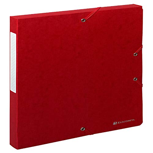 Exacompta 50705E 1 Abheftbox mit Scotten-Gummibändern aus geprägter Glanzkarte 600g/m2 Rücken 2,5 cm Maße 25 x 33 cm für A4-Dokumente Farbe Rot wird montiert geliefert von Exacompta