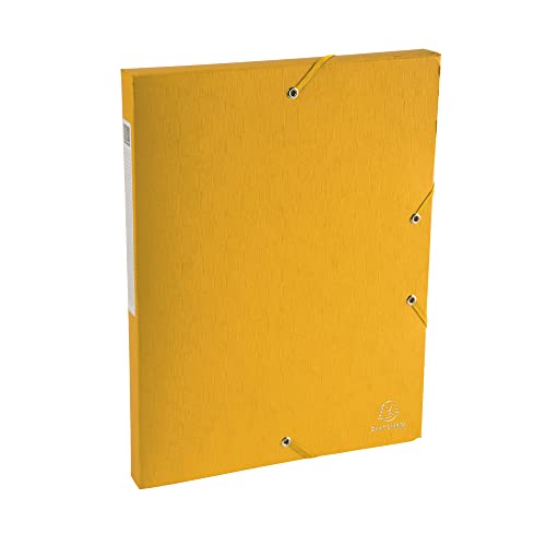 Exacompta 50709E Packung (mit 10 Archivboxen Scotten, mit Gummizugverschluß, hochwertig und nachhaltig, Rücken 25mm, 400g) gelb, 10 Stück von Exacompta