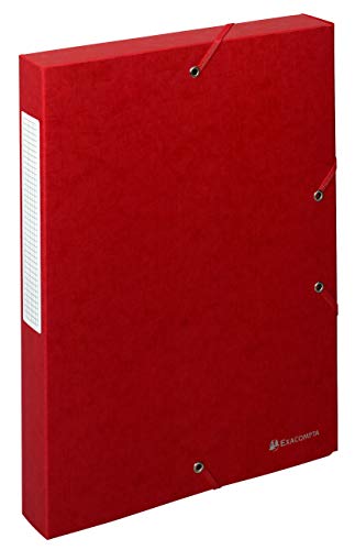 Exacompta 50815E Packung (mit 10 Archivboxen Scotten, mit Gummizugverschluß, hochwertig und nachhaltig, Rücken 40mm, 600g) rot, 10 Stück von Exacompta