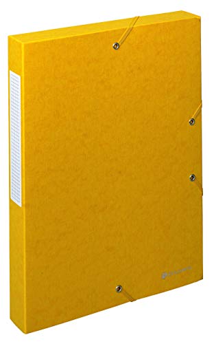 Exacompta 50819E Packung (mit 10 Archivboxen Scotten, mit Gummizugverschluß, hochwertig und nachhaltig, Rücken 40mm, 600g) gelb, 10 Stück von Exacompta