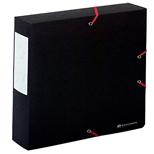 Exacompta 50911E Archivbox (Manila-Karton, Rückenetikett, Rücken 60 mm, 600 g, DIN A4) 1 Stück schwarz von Exacompta