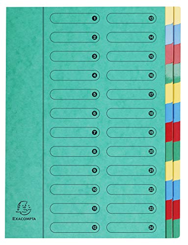 Exacompta 5124E Premium Ordnungsmappe aus extra starkem Colorspan-Karton DIN A4 24 vollfarbige bunte Fächer mit Organisationsdruck und dehnbarem Rücken Ringmappe Register-Mappe grün Exacompta 5124E Premium Ordnungsmappe aus extra starkem Colorspan-Karton DIN A4 24 vollfarbige bunte Fächer mit Organisationsdruck und dehnbarem Rücken Ringmappe Register-Mappe grün von Exacompta