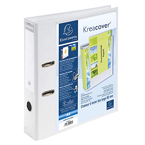 Exacompta 53789E Präsentationsordner KreaCover PVC. 7 cm breit DIN A4 mit zwei Taschen innen und außen ideal für Angebots- und Unternehmenspräsentationen weiß von Exacompta