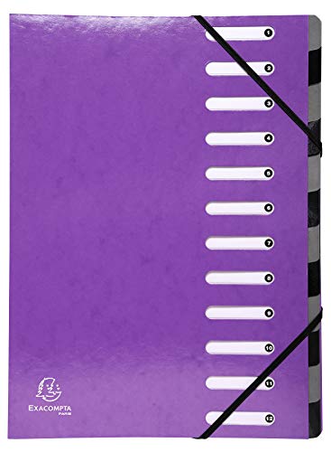 Exacompta 53926E Premium Ordnungsmappe Iderama. Aus beschichtetem Colorspan-Karton DIN A4 12 vollfarbige Fächer, dehnbarer Rücken und 2 Gummizüge mit Indexfenstern Register-Mappe violett Exacompta 53926E Premium Ordnungsmappe Iderama. Aus beschichtetem Colorspan-Karton DIN A4 12 vollfarbige Fächer, dehnbarer Rücken und 2 Gummizüge mit Indexfenstern Register-Mappe violett von Exacompta