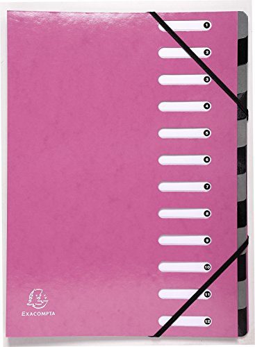 Exacompta 53928E Premium Ordnungsmappe Iderama. Aus beschichtetem Colorspan-Karton DIN A4 12 vollfarbige Fächer, dehnbarer Rücken und 2 Gummizüge mit Indexfenstern Register-Mappe rosa Exacompta 53928E Premium Ordnungsmappe Iderama. Aus beschichtetem Colorspan-Karton DIN A4 12 vollfarbige Fächer, dehnbarer Rücken und 2 Gummizüge mit Indexfenstern Register-Mappe rosa von Exacompta