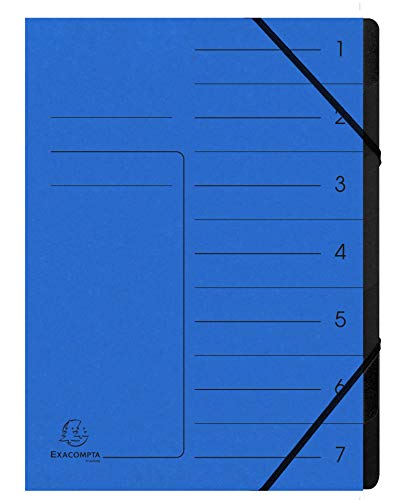 Exacompta 540702E Premium Ordnungsmappe geheftet. Aus extra starkem Colorspan-Karton DIN A4 7 schwarze Fächer und 2 Gummizüge mit Organisationsdruck Ringmappe Register-Mappe blau Exacompta 540702E Premium Ordnungsmappe geheftet. Aus extra starkem Colorspan-Karton DIN A4 7 schwarze Fächer und 2 Gummizüge mit Organisationsdruck Ringmappe Register-Mappe blau von Exacompta