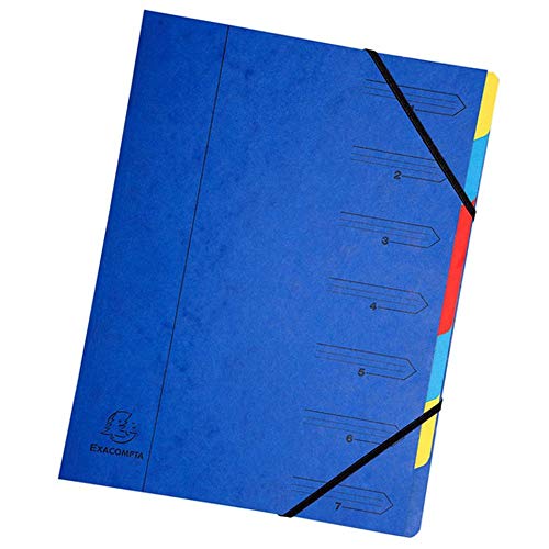 Exacompta 54072E Premium Ordnungsmappe geheftet. Aus extra starkem Colorspan-Karton DIN A4 7 vollfarbige bunte Fächer und 2 Gummizüge mit Organisationsdruck Ringmappe Register-Mappe blau Exacompta 54072E Premium Ordnungsmappe geheftet. Aus extra starkem Colorspan-Karton DIN A4 7 vollfarbige bunte Fächer und 2 Gummizüge mit Organisationsdruck Ringmappe Register-Mappe blau von Exacompta