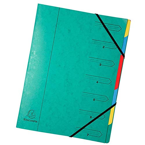 Exacompta 54073E Premium Ordnungsmappe geheftet. Aus extra starkem Colorspan-Karton DIN A4 7 vollfarbige bunte Fächer und 2 Gummizüge mit Organisationsdruck Ringmappe Register-Mappe grün Exacompta 54073E Premium Ordnungsmappe geheftet. Aus extra starkem Colorspan-Karton DIN A4 7 vollfarbige bunte Fächer und 2 Gummizüge mit Organisationsdruck Ringmappe Register-Mappe grün von Exacompta