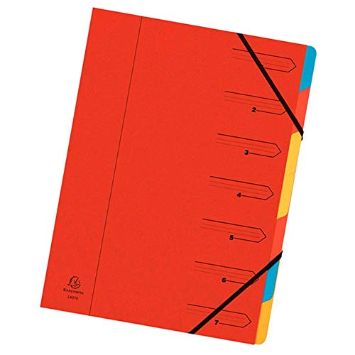 Exacompta 54075E Premium Ordnungsmappe geheftet. Aus extra starkem Colorspan-Karton DIN A4 7 vollfarbige bunte Fächer und 2 Gummizüge mit Organisationsdruck Ringmappe Register-Mappe rot Exacompta 54075E Premium Ordnungsmappe geheftet. Aus extra starkem Colorspan-Karton DIN A4 7 vollfarbige bunte Fächer und 2 Gummizüge mit Organisationsdruck Ringmappe Register-Mappe rot von Exacompta