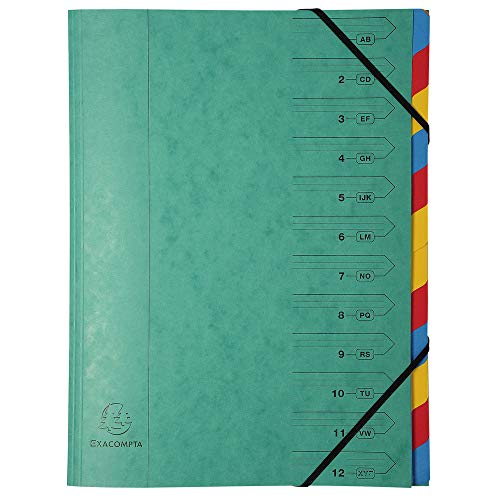 Exacompta 54120E Premium Ordnungsmappe aus extra starkem Colorspan-Karton DIN A4 12 vollfarbige bunte Fächer mit Organisationsdruck Ringmappe Register-Mappe 1 Stück Zufallsfarbe Exacompta 54120E Premium Ordnungsmappe aus extra starkem Colorspan-Karton DIN A4 12 vollfarbige bunte Fächer mit Organisationsdruck Ringmappe Register-Mappe 1 Stück Zufallsfarbe von Exacompta