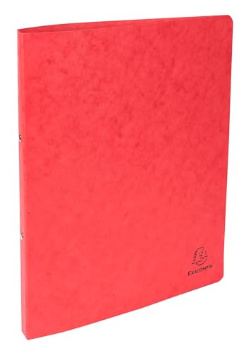 Exacompta 54255E – Karton mit 10 Ordnern aus Glanz-Karton, 2 runde Ringe, Durchmesser 15 mm, Rücken 20 mm, Außenmaße 32 x 25 cm, A4-Format, Rot von EXACOMPTA
