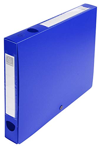 Exacompta 54632E Packung (mit 10 Archivboxen aus PP, mit Druckknopf, Rücken 40mm, DIN A4, mit Rückenetikett) blau, 10 Stück von Exacompta