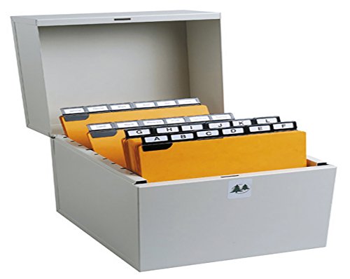 Exacompta 54722E Karteikassette Metalib für bis zu 500 Karteikarten DIN A6 quer Tragegriffe vorne und hinten grau Karteikasten von Exacompta