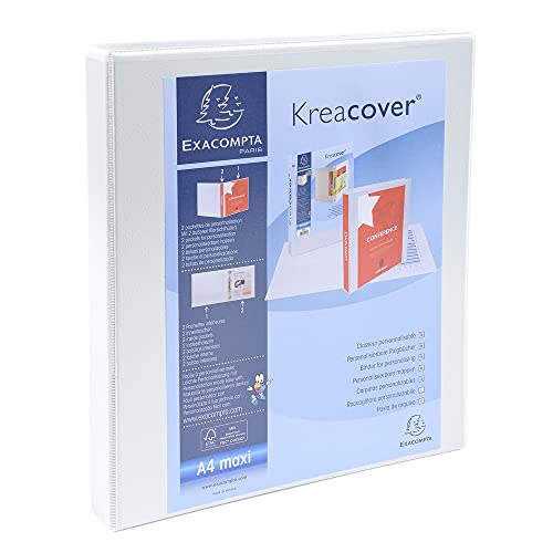 Exacompta 54940E Präsentationsringbuch KreaCover Kunststoffbezug außen und innen. 2 Ring-Mechanik DIN A4 Füllhöhe 16 mm ideal für Angebots- und Unternehmenspräsentationen weiß von Exacompta