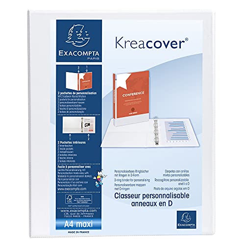 Exacompta 54946E Präsentationsringbuch KreaCover Kunststoffbezug außen und innen. 2 Ring-Mechanik DIN A4 Füllhöhe 25 mm ideal für Angebots- und Unternehmenspräsentationen weiß von Exacompta