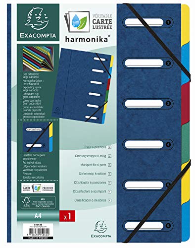 Exacompta 55062E Premium Ordnungsmappe Harmonika. Aus extra starkem Colorspan-Karton DIN A4 6 Fächer und 2 Gummizüge mit Indexfenster und dehnbarem Rücken Register-Mappe blau Exacompta 55062E Premium Ordnungsmappe Harmonika. Aus extra starkem Colorspan-Karton DIN A4 6 Fächer und 2 Gummizüge mit Indexfenster und dehnbarem Rücken Register-Mappe blau von Exacompta