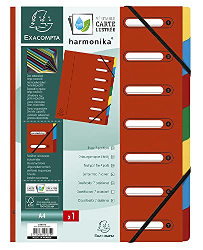 Exacompta 55075E Premium Ordnungsmappe Harmonika. Aus extra starkem Colorspan-Karton DIN A4 7 Fächer und 2 Gummizüge mit Indexfenster und dehnbarem Rücken Register-Mappe rot Exacompta 55075E Premium Ordnungsmappe Harmonika. Aus extra starkem Colorspan-Karton DIN A4 7 Fächer und 2 Gummizüge mit Indexfenster und dehnbarem Rücken Register-Mappe rot von Exacompta