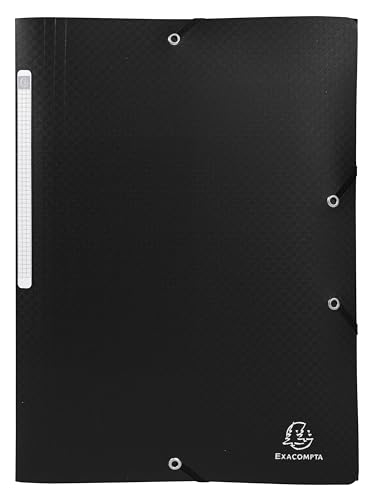 Exacompta - 55081E - Karton mit 50 Gummizugmappen von Opak - Hüllen mit 3 Klappen - aus blickdichtem Polypropylen - Maße 24 x 32 cm für Dokumente im A4-Format - Farbe schwarz von Exacompta