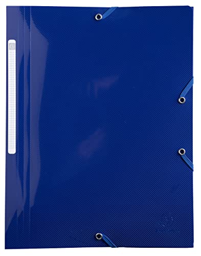 Exacompta 55112E Premium Kunststoff-Einschlagmappe BeeBlue aus blickdichtem Recycling-Kunststoff mit 3 Klappen und 2 Gummizügen DIN A4 Marineblau Blauer Engel von Exacompta